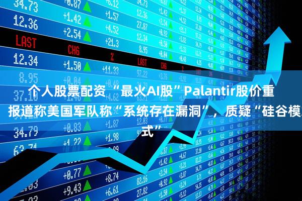 个人股票配资 “最火AI股”Palantir股价重挫,报道称美国军队称“系统存在漏洞”,质疑“硅谷模式”